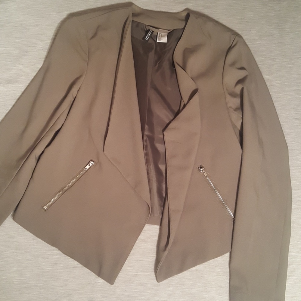 Olive Green Lightweight Open Front Blazer